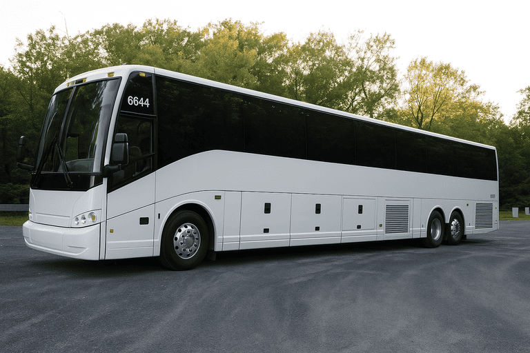 exterior of Bus Rental Company Fargo coach bus