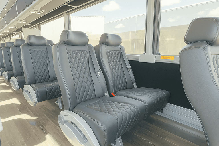 interior of Bus Rental Company Fargo charter bus